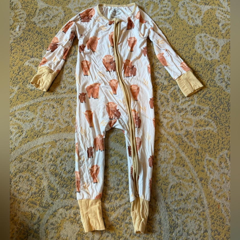 Caden Lane Convertible Zip Romper - Highland Cow